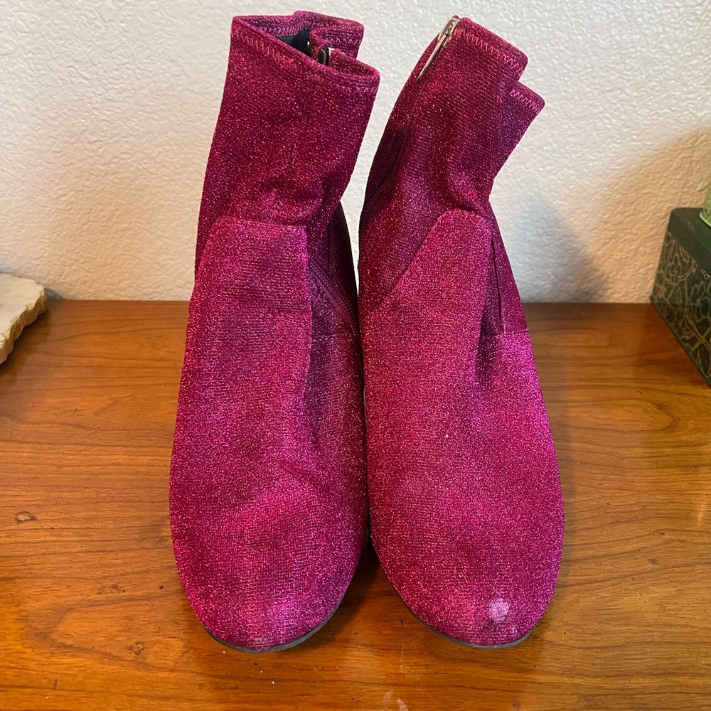 Sparkly Magenta Ankle Boots